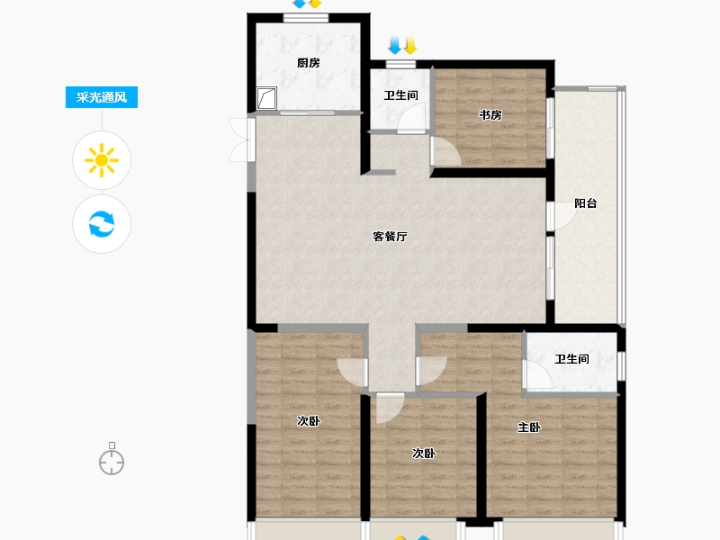 山东省-菏泽市-鲁商蓝岸公馆-116.80-户型库-采光通风