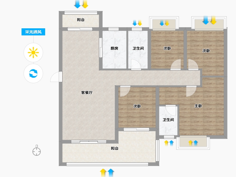 贵州省-遵义市-东升首府-104.00-户型库-采光通风