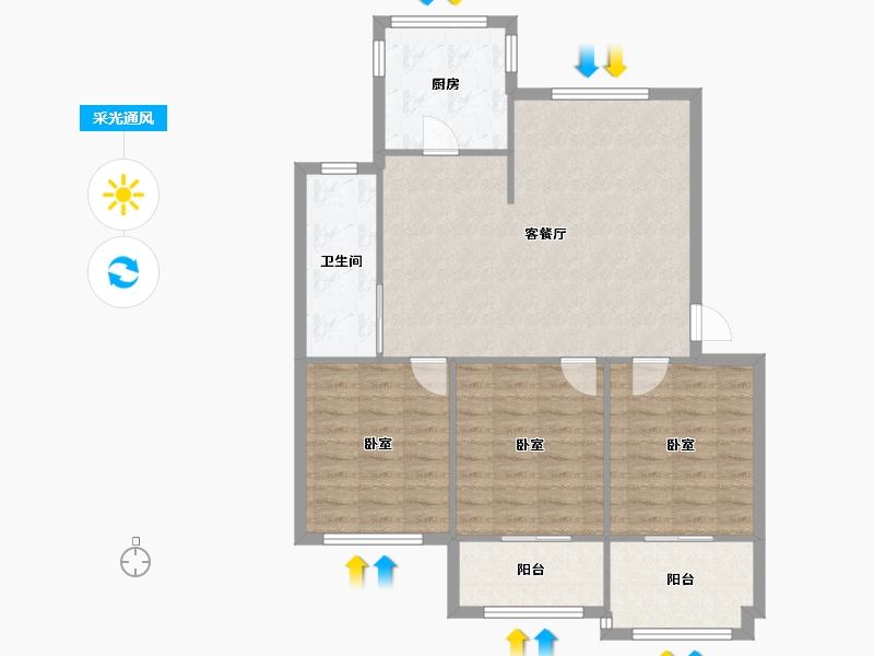 河南省-郑州市-晖达优胜小区-98.00-户型库-采光通风