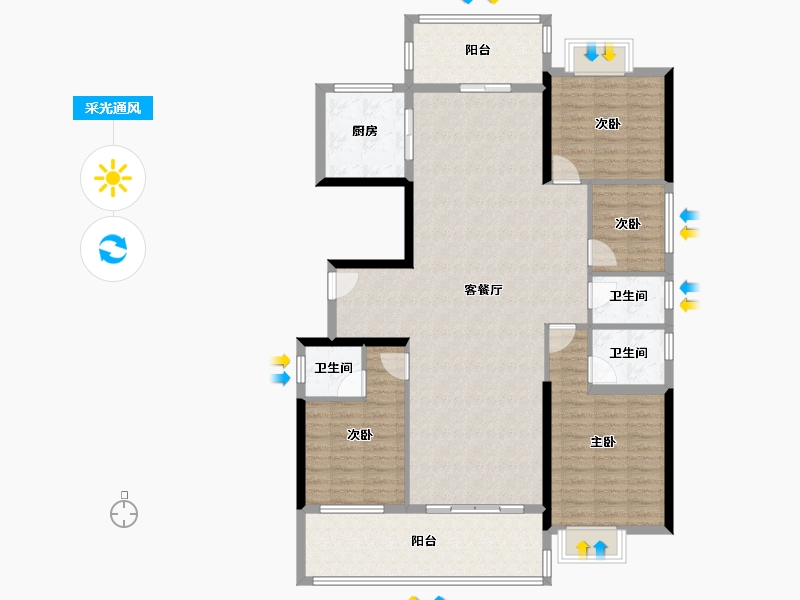 湖南省-怀化市-金时花园三期-135.15-户型库-采光通风