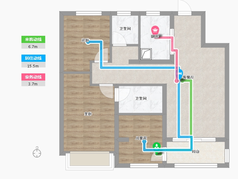 陕西省-西安市-地建嘉信臻城-70.11-户型库-动静线