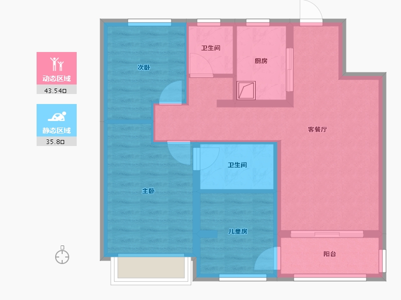 陕西省-西安市-地建嘉信臻城-70.11-户型库-动静分区