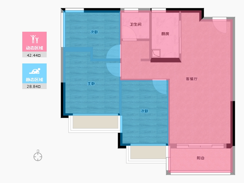 四川省-成都市-香江悦湖春天-63.97-户型库-动静分区