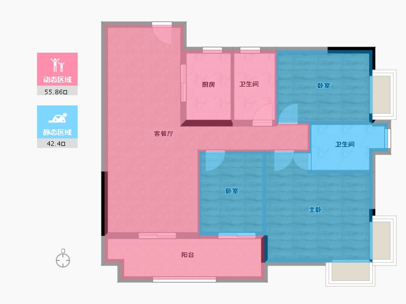 广东省-广州市-珠江·海珠里-88.84-户型库-动静分区