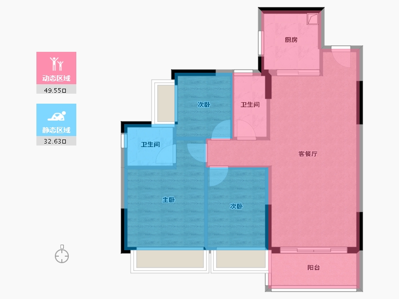 四川省-成都市-香江悦湖春天-73.85-户型库-动静分区