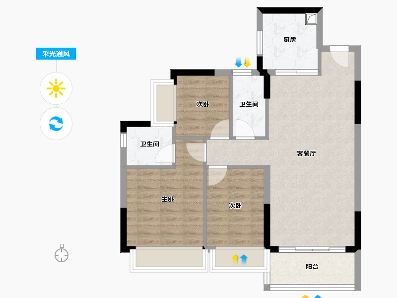 四川省-成都市-香江悦湖春天-73.85-户型库-采光通风