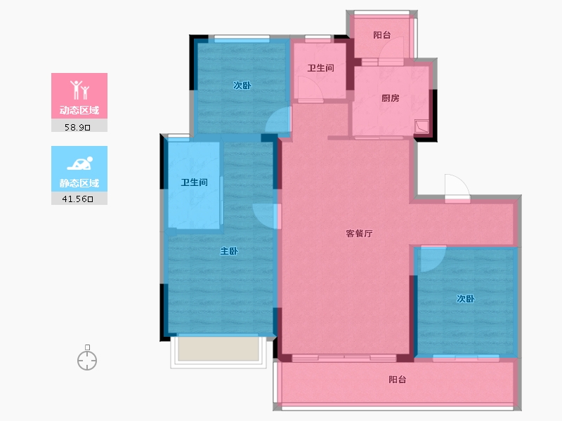 四川省-成都市-空港发展云璟林著-89.55-户型库-动静分区