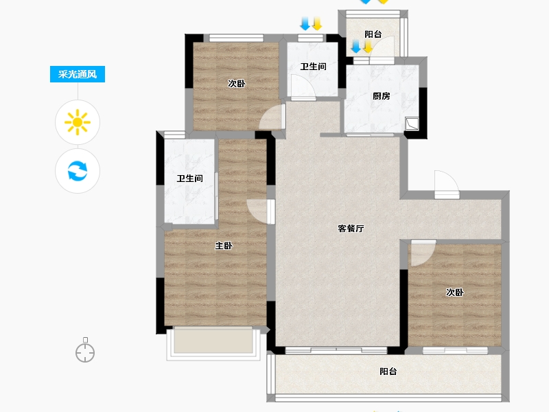 四川省-成都市-空港发展云璟林著-89.55-户型库-采光通风