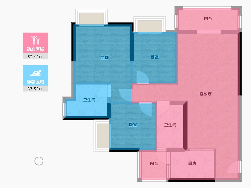 广东省-广州市-珠江·海珠里-80.59-户型库-动静分区