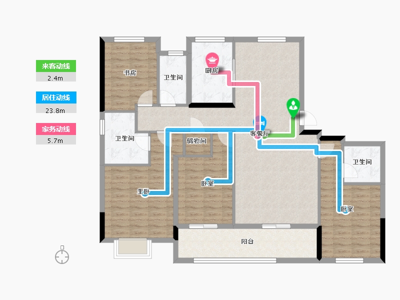 浙江省-杭州市-棠月映翠府-130.98-户型库-动静线