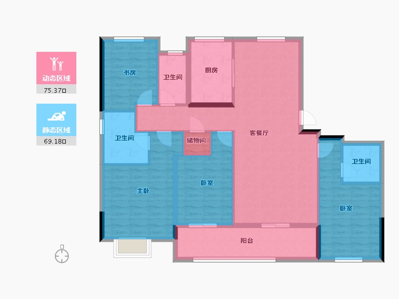 浙江省-杭州市-棠月映翠府-130.98-户型库-动静分区