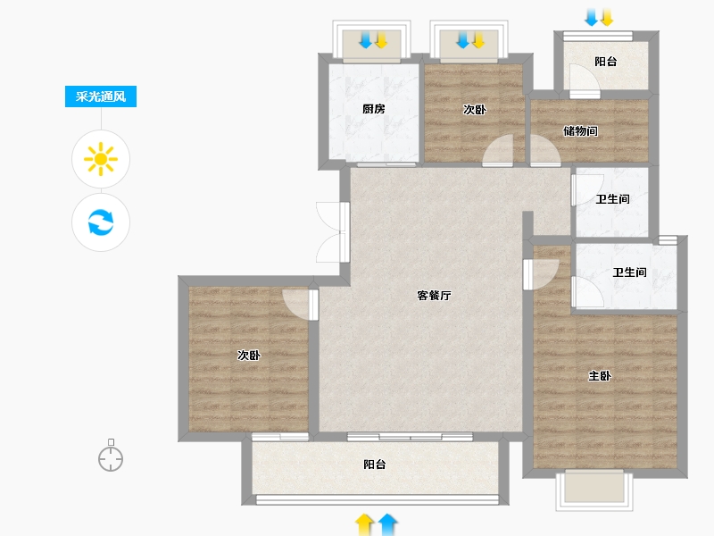 福建省-福州市-融信海纳新潮-100.86-户型库-采光通风