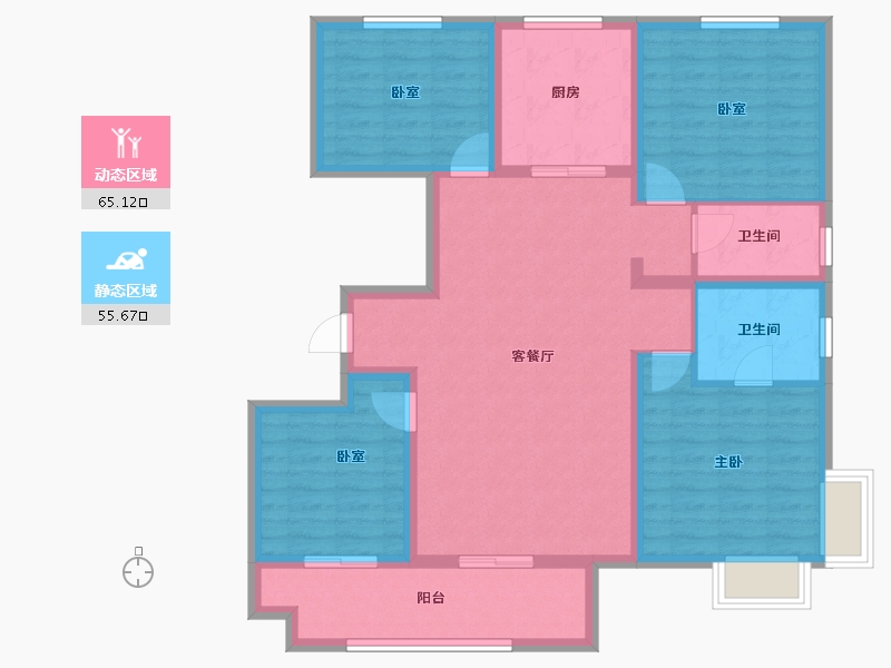 山东省-菏泽市-中铂新天地-108.80-户型库-动静分区