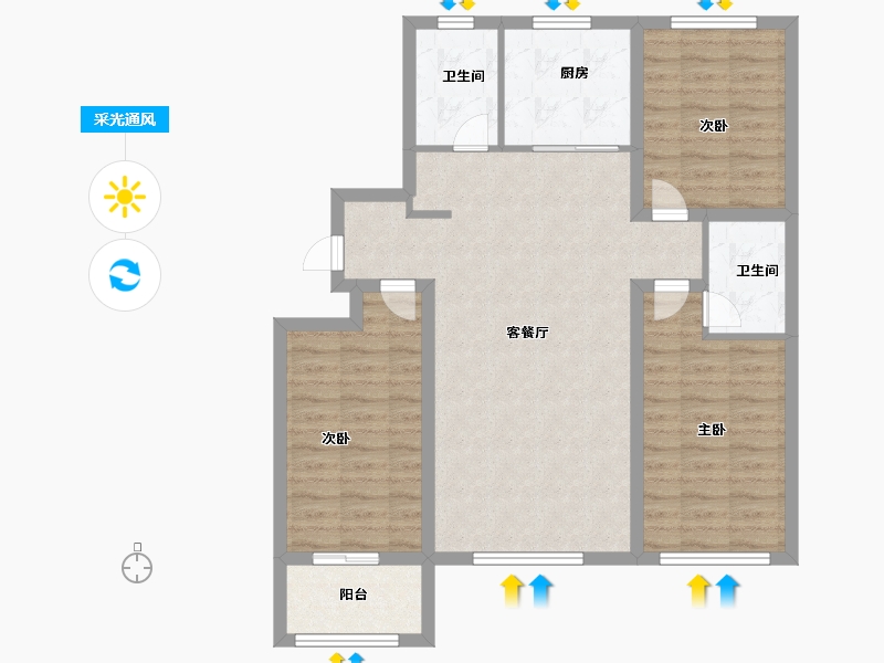 河北省-沧州市-书香文苑-90.55-户型库-采光通风