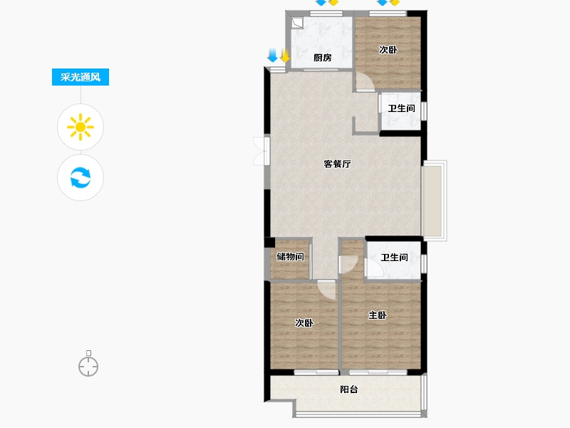 浙江省-温州市-江宸佳苑-108.16-户型库-采光通风