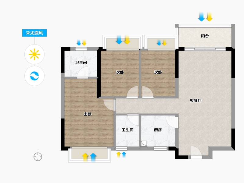 四川省-成都市-香江悦湖春天-80.01-户型库-采光通风