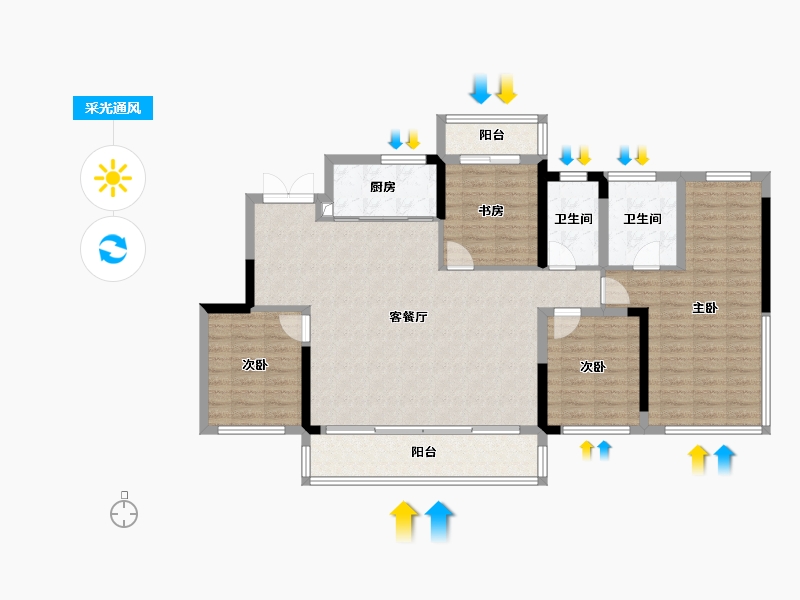 四川省-成都市-华润置地青羊润府-122.07-户型库-采光通风