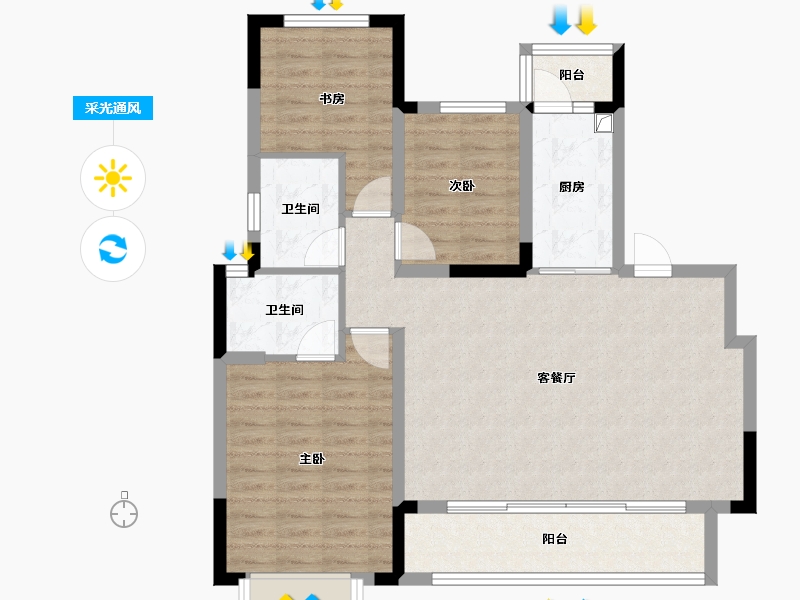 四川省-成都市-隆科熙境-91.58-户型库-采光通风