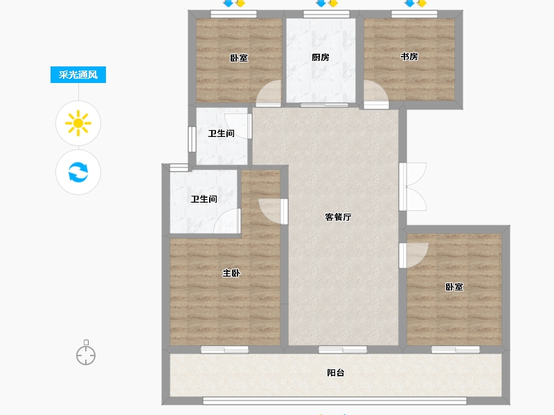 浙江省-嘉兴市-嘉宸府-95.20-户型库-采光通风