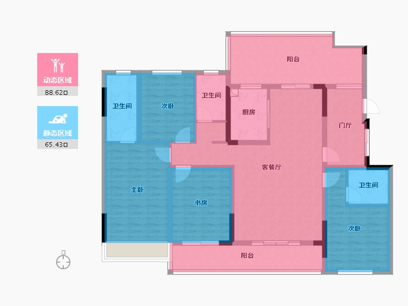 四川省-宜宾市-成中.山河颂瑞府-137.64-户型库-动静分区