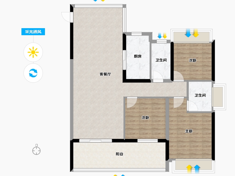 湖北省-孝感市-碧溪天地-104.15-户型库-采光通风