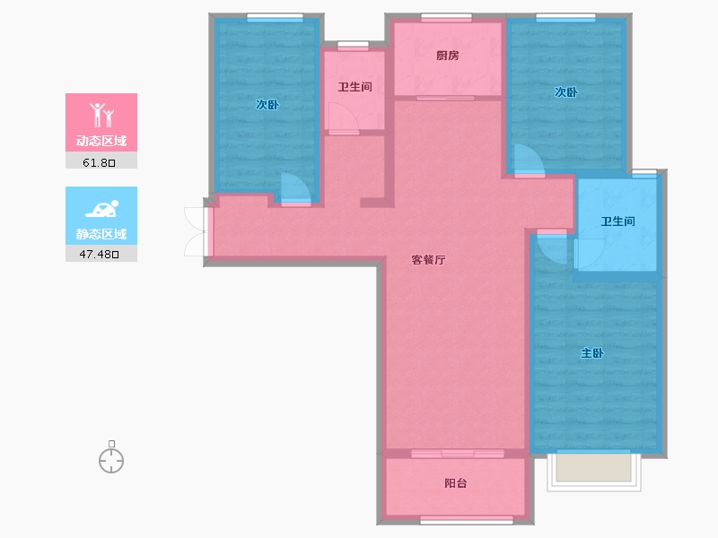 陕西省-西安市-恒志云都-105.60-户型库-动静分区