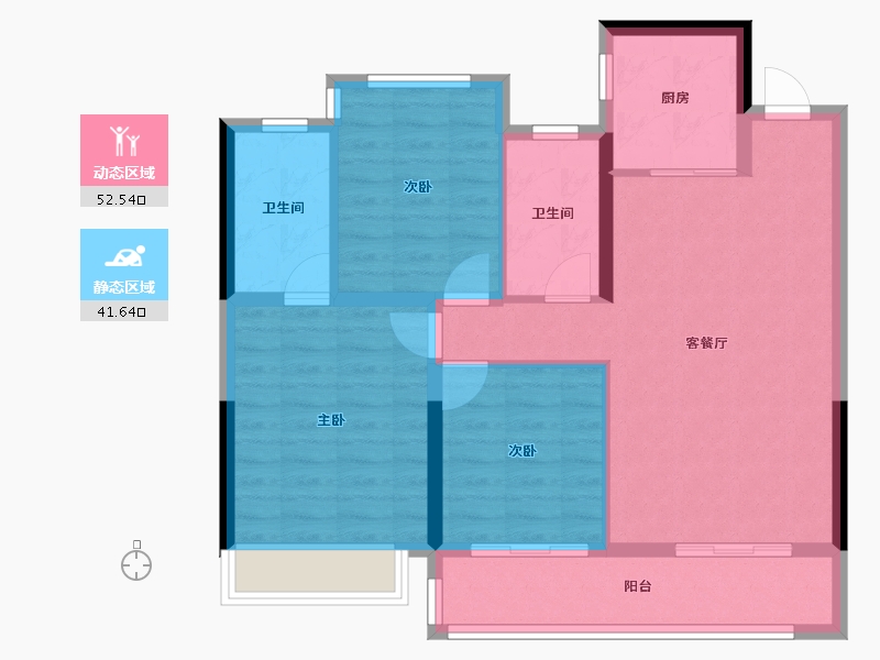 浙江省-温州市-华鸿·江澜天宸-84.66-户型库-动静分区