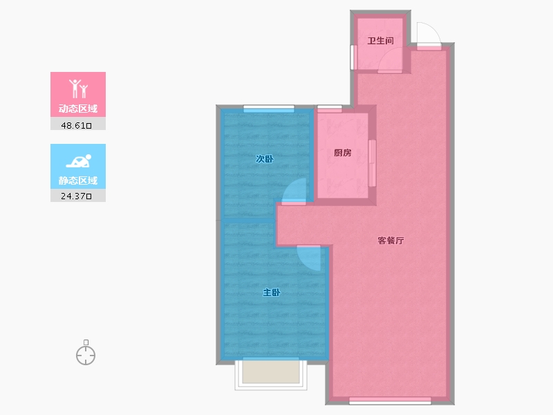 内蒙古自治区-巴彦淖尔市-金岸翰府-65.21-户型库-动静分区