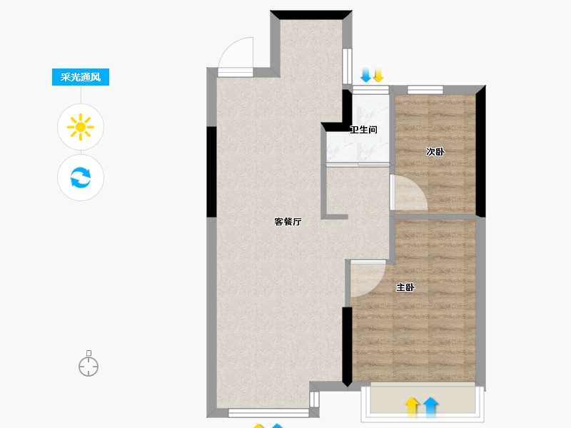 浙江省-嘉兴市-云悦澜庭-58.43-户型库-采光通风