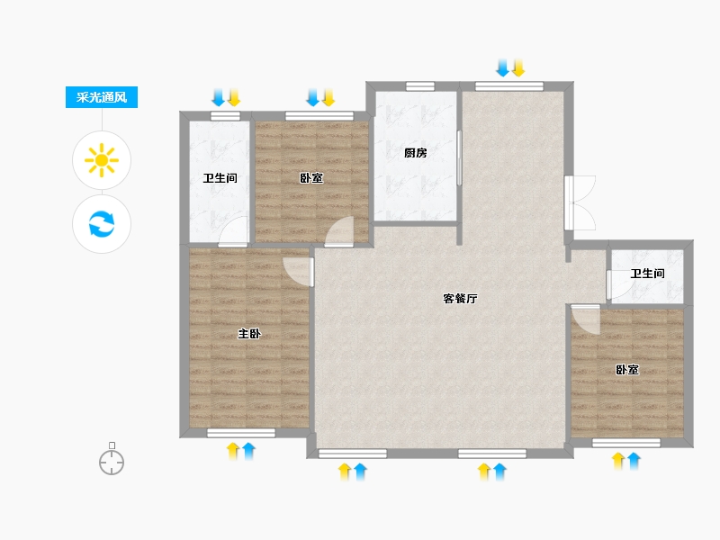 黑龙江省-大庆市-银河太阳城六期银河御府-106.90-户型库-采光通风