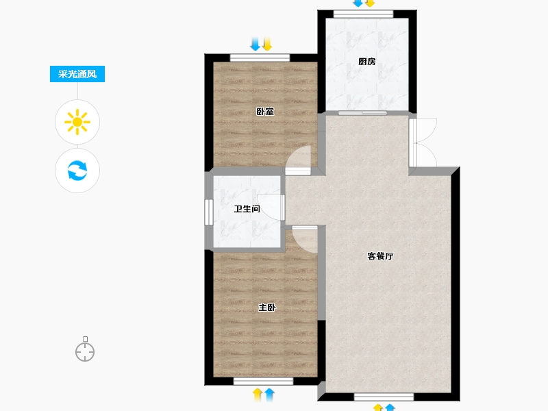 黑龙江省-哈尔滨市-桃源壹品-68.93-户型库-采光通风