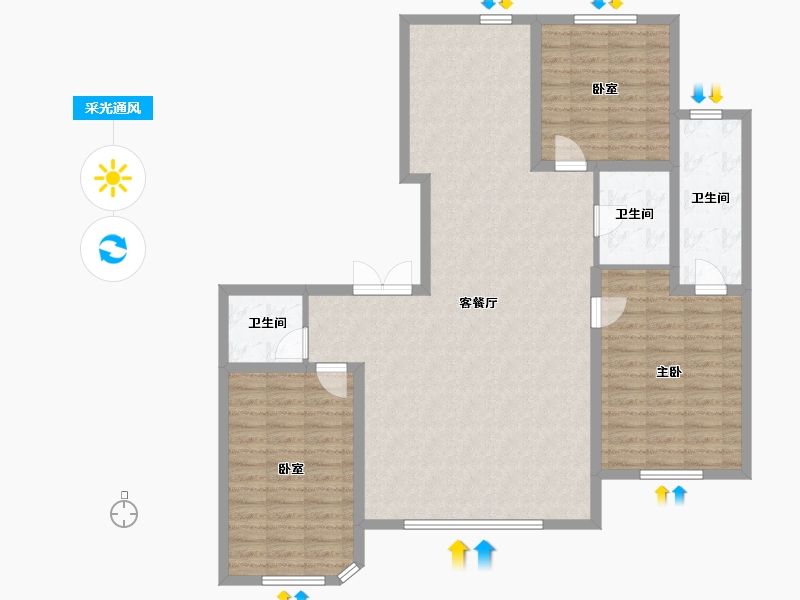 黑龙江省-哈尔滨市-外滩壹号院-120.29-户型库-采光通风