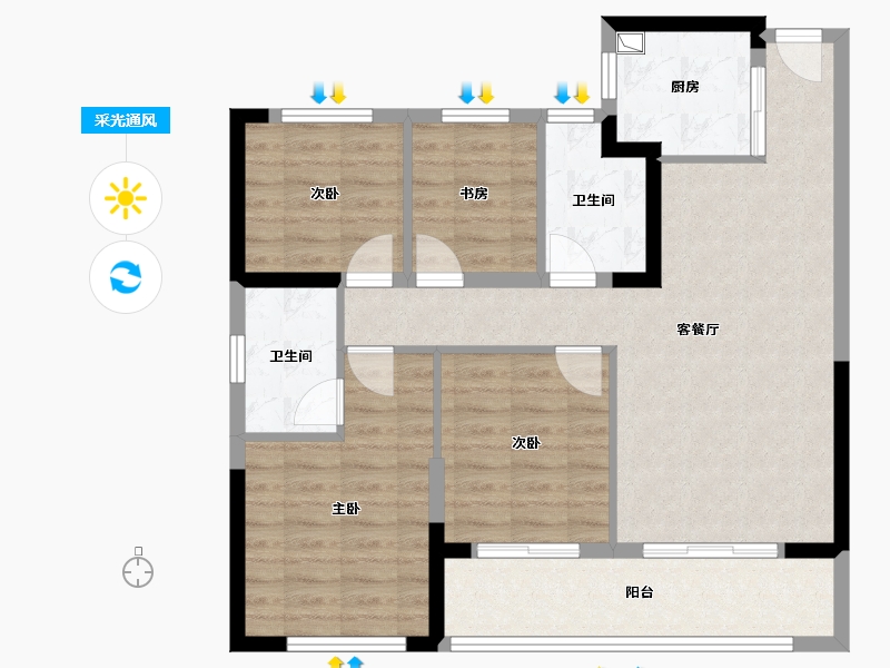 浙江省-宁波市-保利瑧誉-88.10-户型库-采光通风