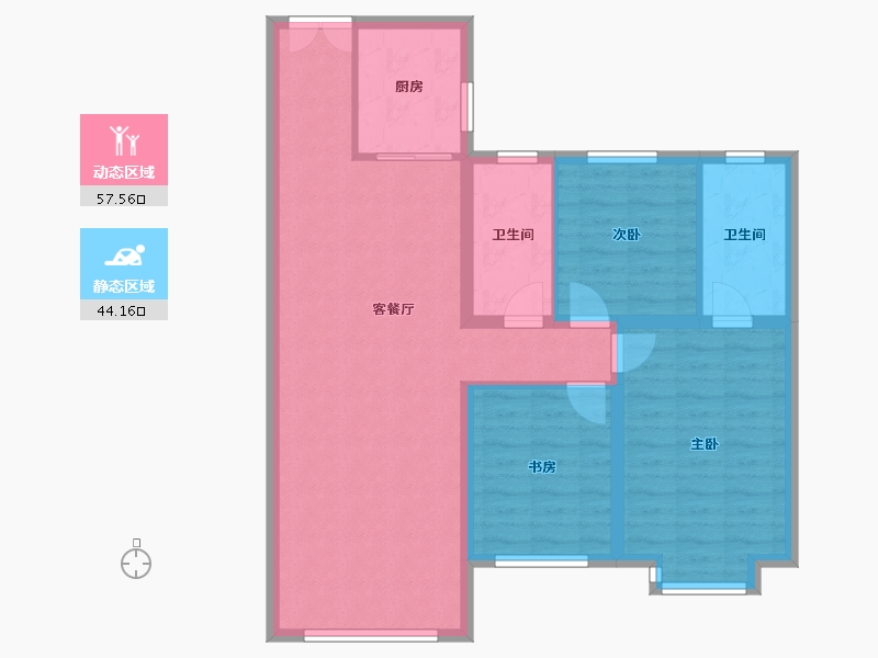 内蒙古自治区-巴彦淖尔市-金岸翰府-91.70-户型库-动静分区