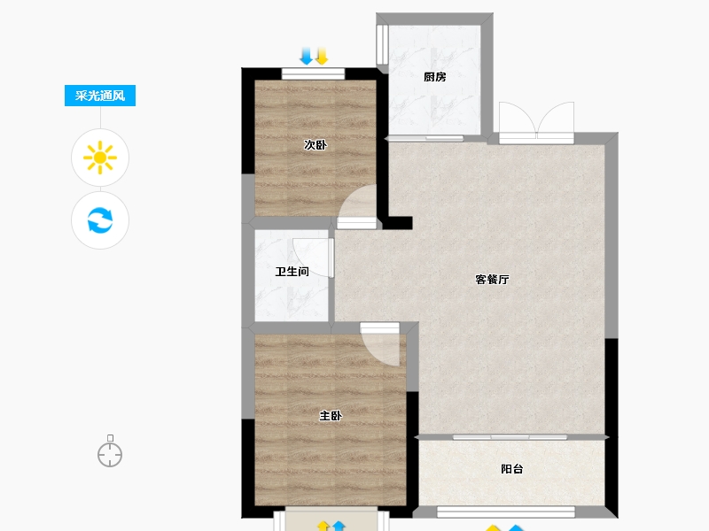 甘肃省-庆阳市-书香铭苑-56.59-户型库-采光通风