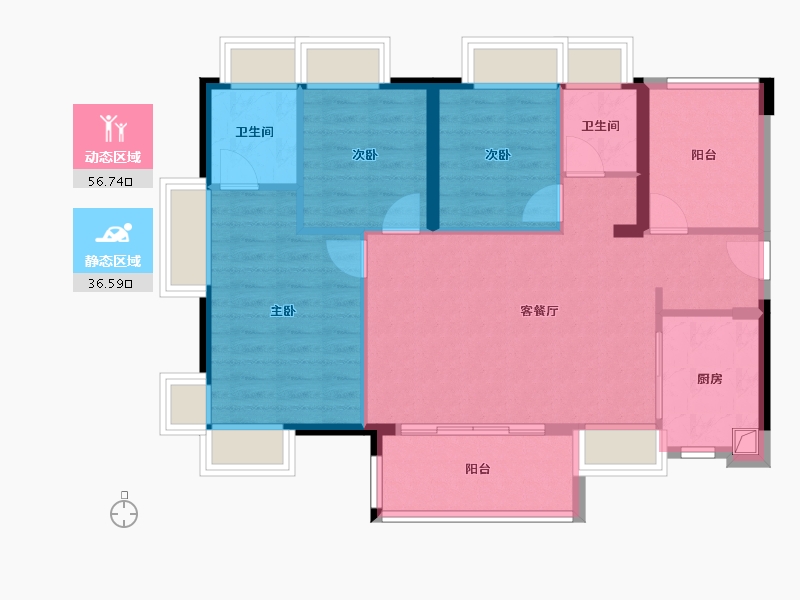 广东省-广州市-保利珑悦-84.06-户型库-动静分区