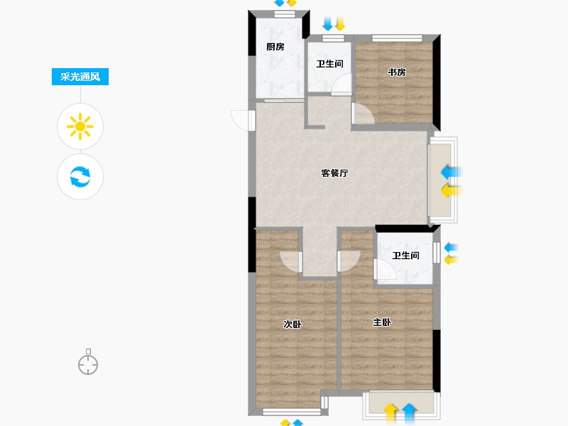 浙江省-嘉兴市-云悦澜庭-77.14-户型库-采光通风