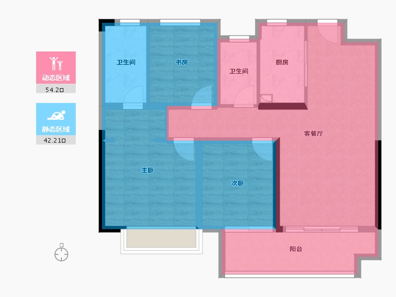 陕西省-安康市-中梁宸院-85.99-户型库-动静分区