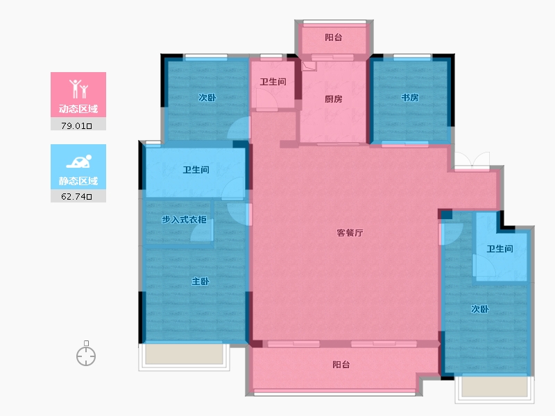 陕西省-安康市-中梁宸院-127.80-户型库-动静分区