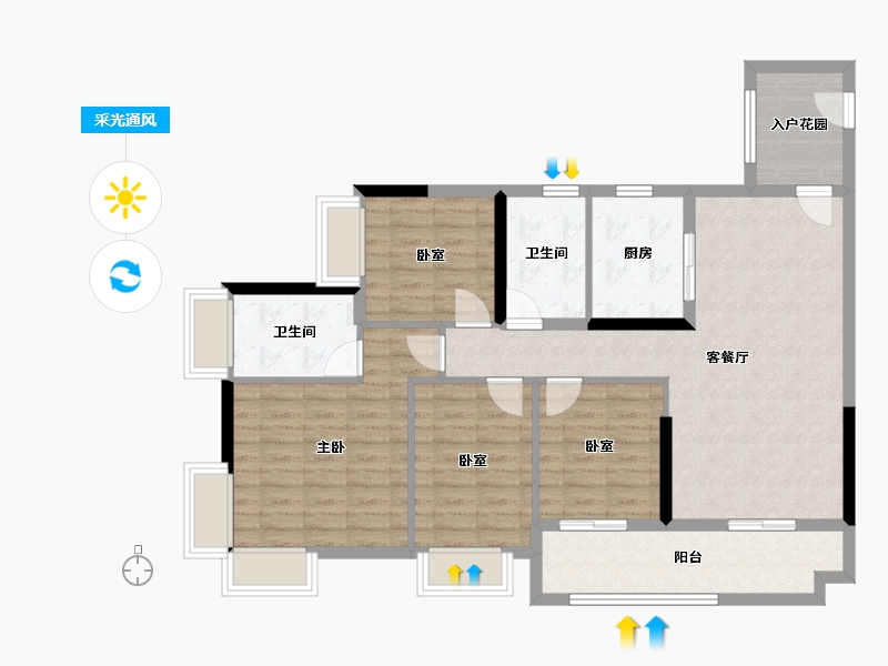 广东省-广州市-珠江·海珠里-103.13-户型库-采光通风