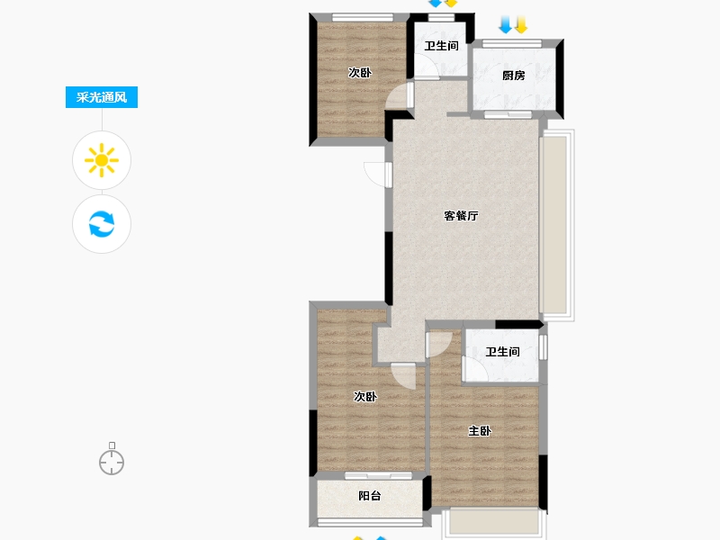 浙江省-温州市-华鸿·江澜天宸-87.24-户型库-采光通风