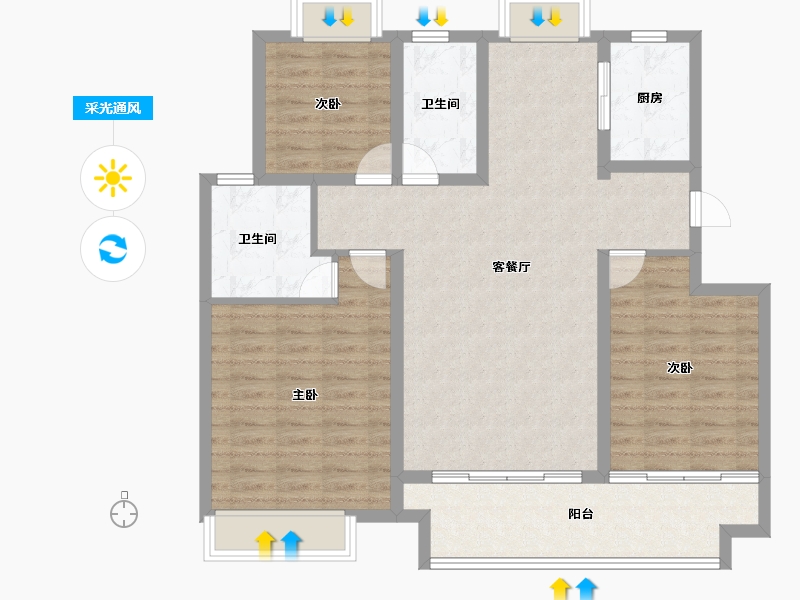 江苏省-宿迁市-沭阳富园玖誉府-104.00-户型库-采光通风