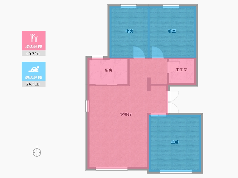 黑龙江省-大庆市-银河太阳城六期银河御府-67.86-户型库-动静分区