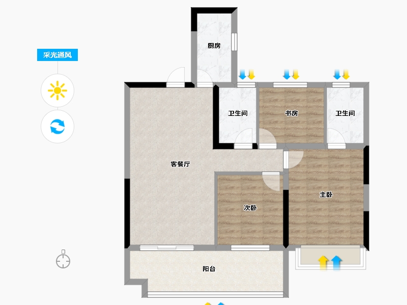 湖北省-孝感市-碧溪天地-86.59-户型库-采光通风