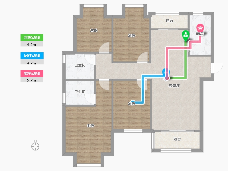 湖北省-武汉市-绿地香树花城-110.73-户型库-动静线