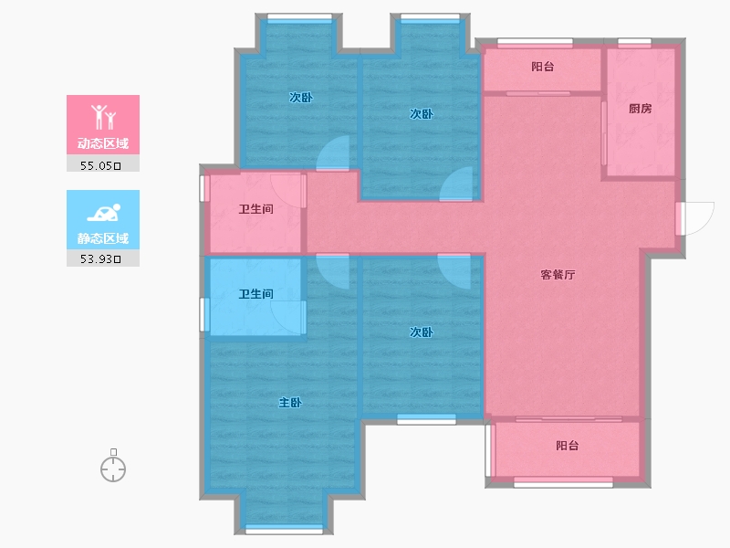 湖北省-武汉市-绿地香树花城-110.73-户型库-动静分区