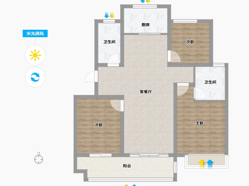 江苏省-宿迁市-沭阳富园玖誉府-101.60-户型库-采光通风