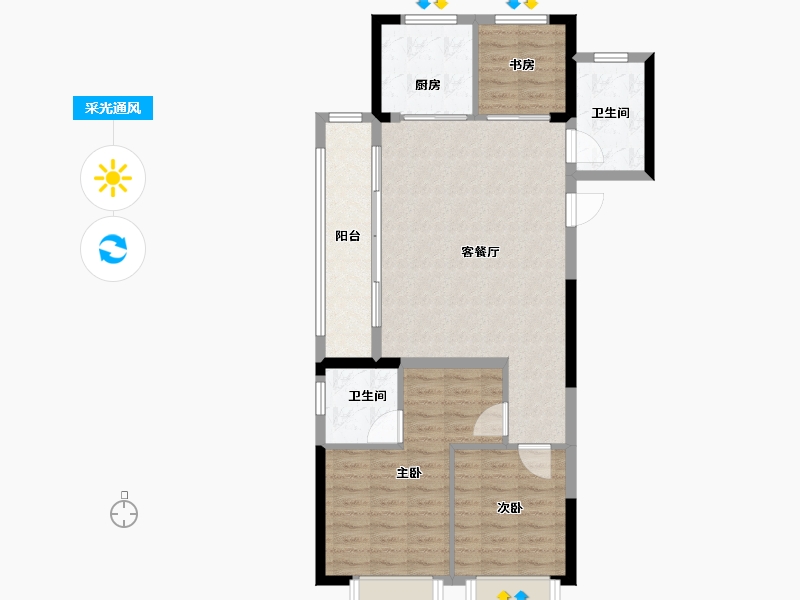 浙江省-金华市-商城福田印象-86.40-户型库-采光通风