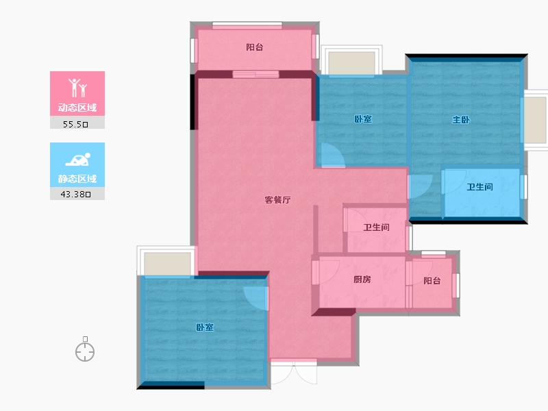 贵州省-遵义市-思乐为置地中心-88.56-户型库-动静分区