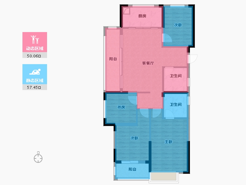 浙江省-金华市-双江湖锦绣和鸣-96.05-户型库-动静分区